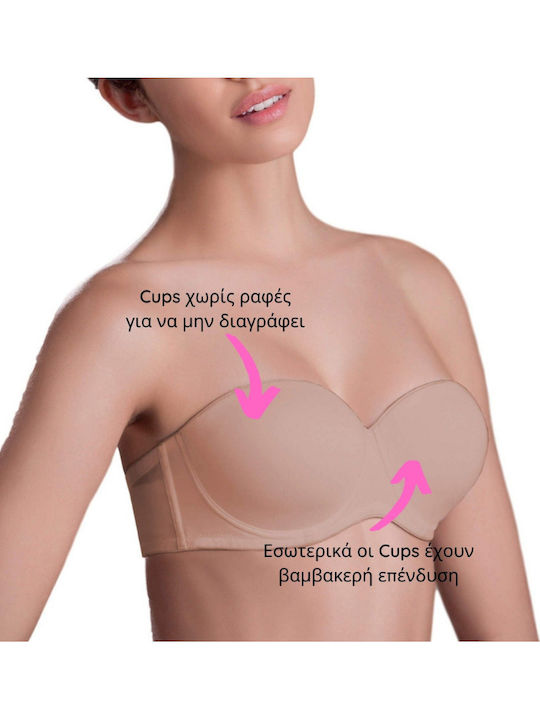 Elegance 6004 Μπεζ Strapless Σουτιέν χωρίς Ενίσχυση