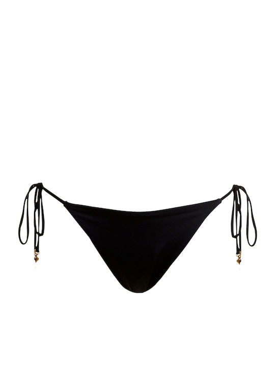Bikini Slip με Κορδονάκια Μαύρο