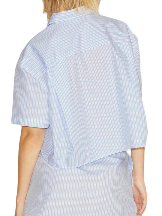 Jack & Jones Women's Striped Short Sleeve Shirt Light Blue