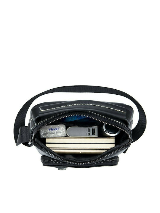 DJB-300 Leder Herrentasche Schulter / Crossbody Schwarz