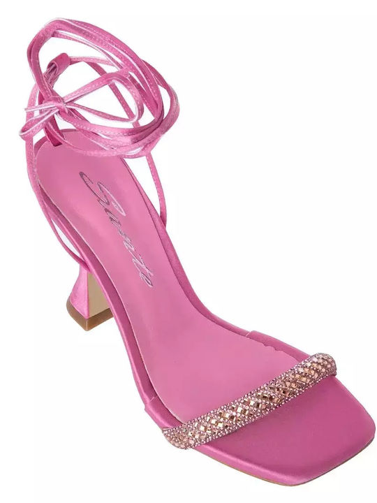 Stoff Sandalen mit Strass Rosa