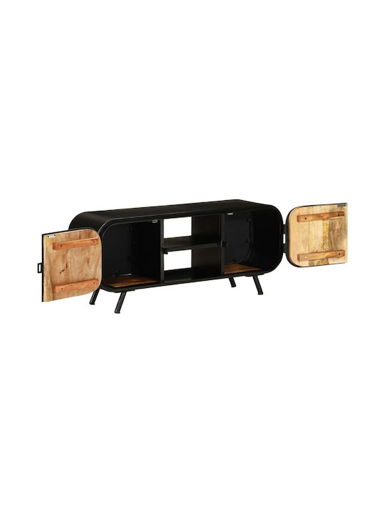 TV Stand from Metal & Solid Wood Mango Black L110xW30xH45cm