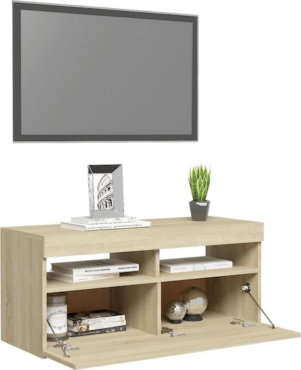 Έπιπλο Τηλεόρασης με Φωτισμό LED Sonoma Δρυς Μ90xΠ35xΥ40cm