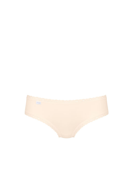 Sloggi Памучни Дамско Slip 3Pack с дантела Pink/ White