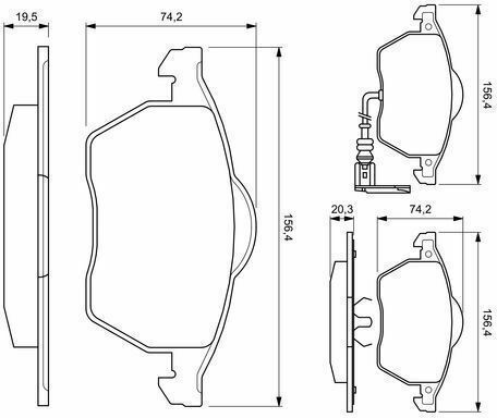 Bosch Brake Pad Front for Audi A3 / TT Seat Leon / Toledo Skoda Octavia Volkswagen Bora / Golf / Passat