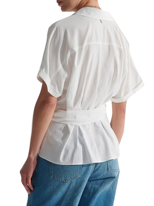 Ale - The Non Usual Casual Summer Tunic Short Sleeve with V Neckline White