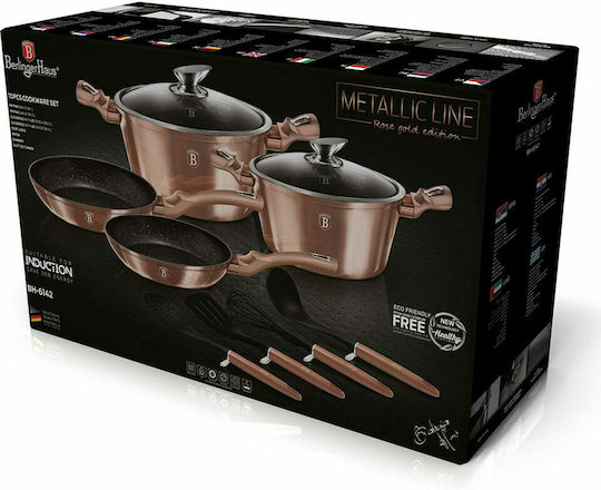 Berlinger Haus Metallic Line Σετ Μαγειρικά Σκεύη από Αλουμίνιο Rose Gold Collection με Επίστρωση από Πέτρα 4 τεμαχιών
