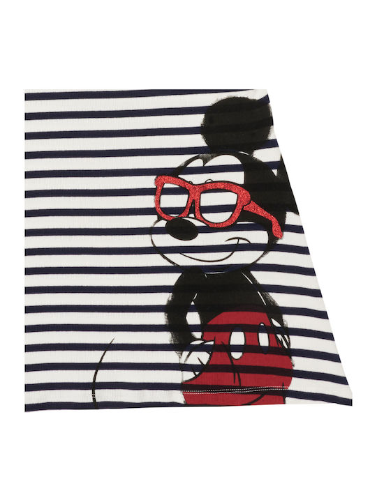 Mickey Mouse Children's Dress Short Sleeve Striped White