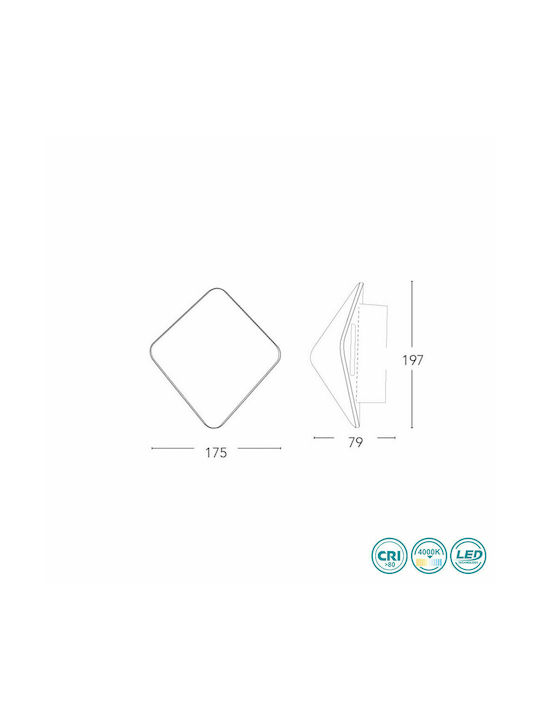 Fan Europe Kite Modern Lamp Wall with Integrated LED and Natural White Light 17.5x17.5x8cm