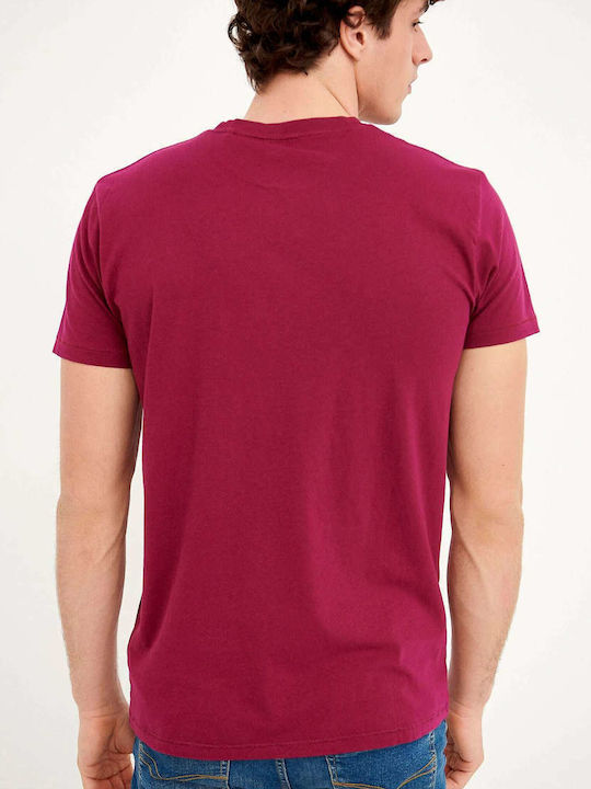 Funky Buddha Herren T-Shirt Kurzarm Magenta Purple