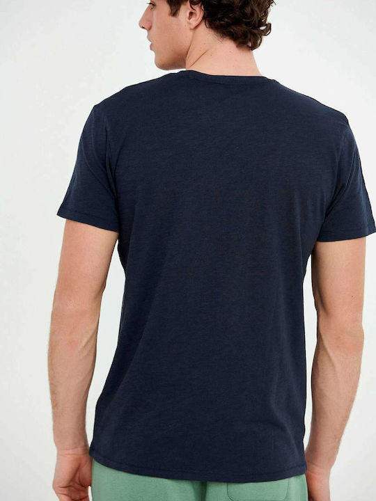 Funky Buddha Ανδρικό T-shirt Navy Μπλε με Στάμπα