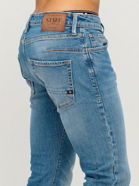 Simon Pantaloni Jeans pentru Bărbați Elastic cu Croială Slim Blue