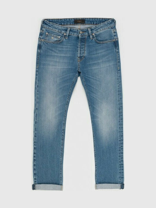 Simon Pantaloni Jeans pentru Bărbați Elastic cu Croială Slim Blue