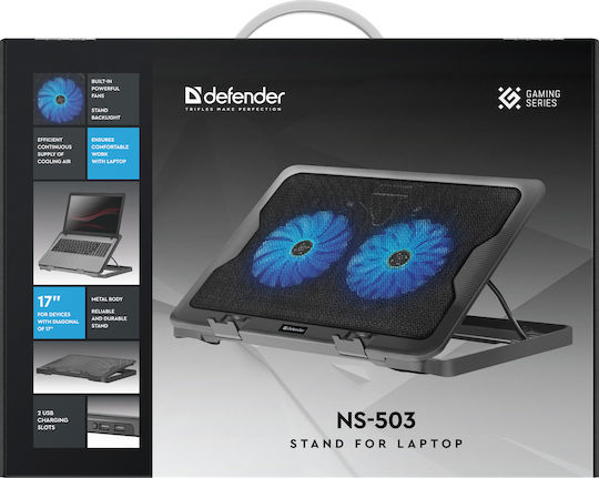 Defender NS-503 Cooling Pad για Laptop έως 17" με 2 Ανεμιστήρες και Φωτισμό