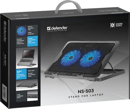 Defender NS-503 Cooling Pad για Laptop έως 17" με 2 Ανεμιστήρες και Φωτισμό