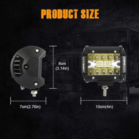 NovSight Προβολείς Σετ Combo LED 12/24V 60W 10cm 6000LM 6500K Ψυχρό Λευκό 2τμχ