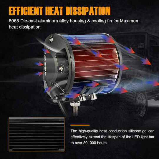 NovSight Προβολείς Σετ Combo LED 12/24V 60W 10cm 6000LM 6500K Ψυχρό Λευκό 2τμχ
