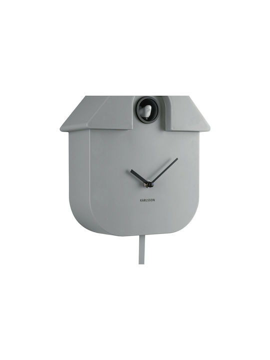 Karlsson Wall Clock Plastic With Pendulum Grey 21.5x41cm