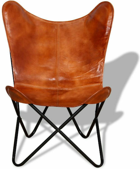 Sessel aus echtem Leder Braun 74x66x90cm