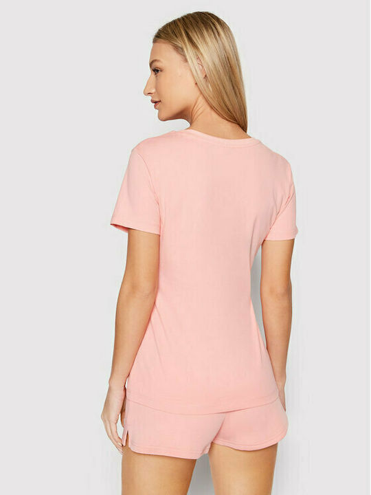 Guess Γυναικείο Αθλητικό T-shirt Ροζ