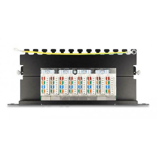 DeLock Patch Panel για Rack 1U 10" 8 Θυρών cat6a Μαύρο