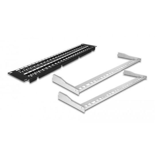 DeLock Patch Panel Keystone για Rack 2U 19" 48 Θυρών με ανακούφιση καταπόνησης Μαύρο