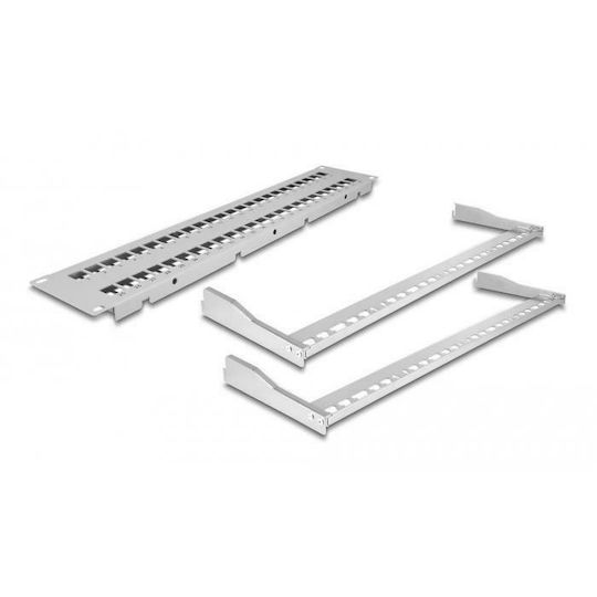 DeLock Panou Patch Keystone pentru Rack 2U 19" 48 Porturi με ανακούφιση καταπόνησης Gri