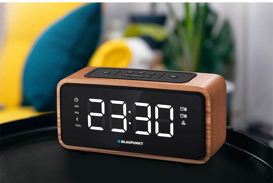 Blaupunkt Blaupunkt Tischuhr Digital LED Holz mit Wecker & Tischradio Braun CR65BT