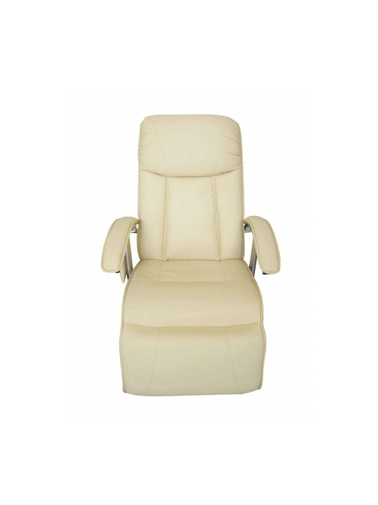 Relax Armchair Massage with Footstool from Leatherette Beige 89x68x112cm