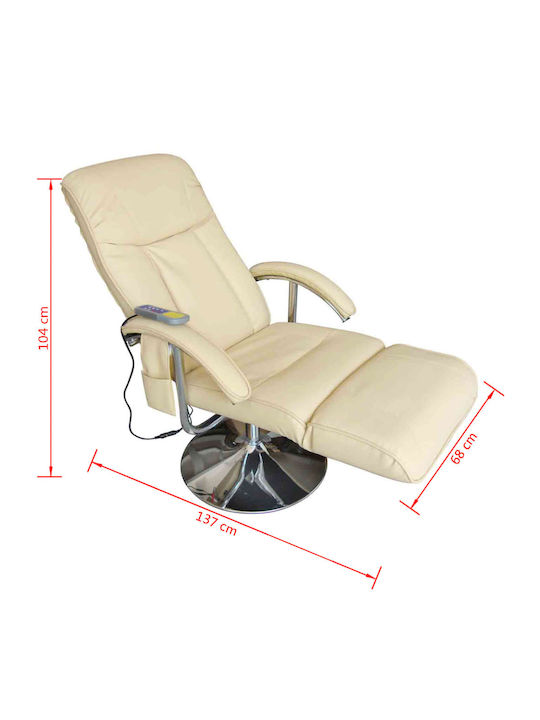Relax Armchair Massage with Footstool from Leatherette Beige 89x68x112cm