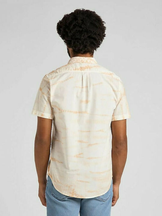 Lee Men's Shirt Short Sleeve Cotton Beige