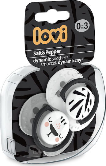 Lovi Baby Salt & Pepper Suzete ortodontice Silicon Negru pentru 0-3 luni 2buc