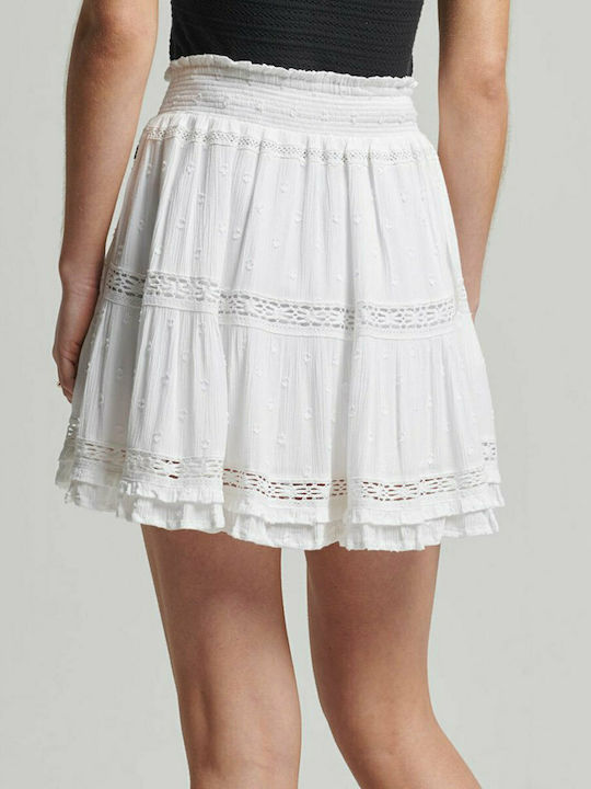 Superdry Ψηλόμεση Mini Φούστα σε Λευκό χρώμα