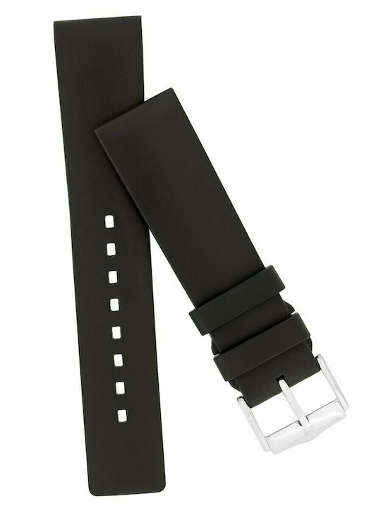 Hirsch Pure Long Καουτσούκ Λουράκι Μαύρο 20mm