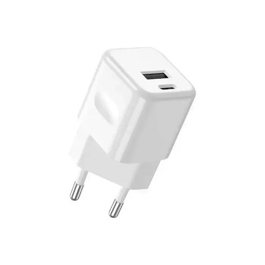 V-TAC Încărcător fără cablu cu port USB-A și port USB-C 30W Livrarea energiei Alb (VT-5330)