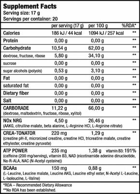 Biotech USA Nitrox Therapy Pre-workout Drink Powder With Amino Energy Blend Supliment Pre Workout 340gr Fructe Tropicale