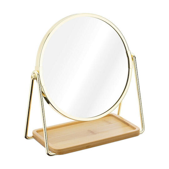 Navaris Double Sided Tabletop Makeup Mirror Zoom x2 17.5x20.5cm Gold