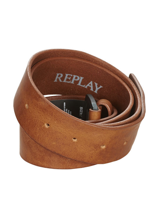 Wide Men's Belt Leather Brown