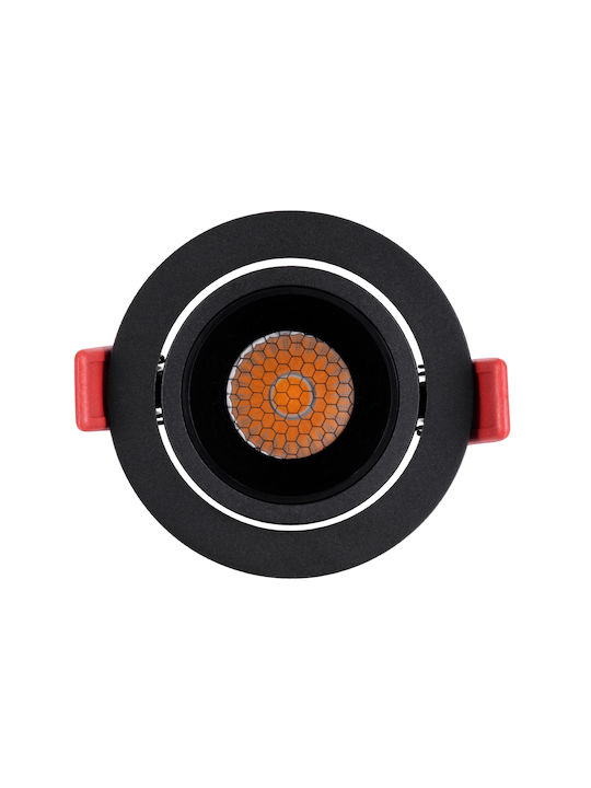 GloboStar Round Metallic Recessed Spot with Integrated LED and Warm White Light Black 8.5x8.5cm.