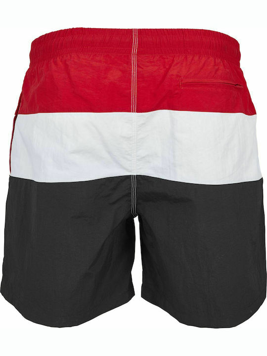 Urban Classics TB2051 Herren Badebekleidung Bermuda Red / Black / White Gestreift