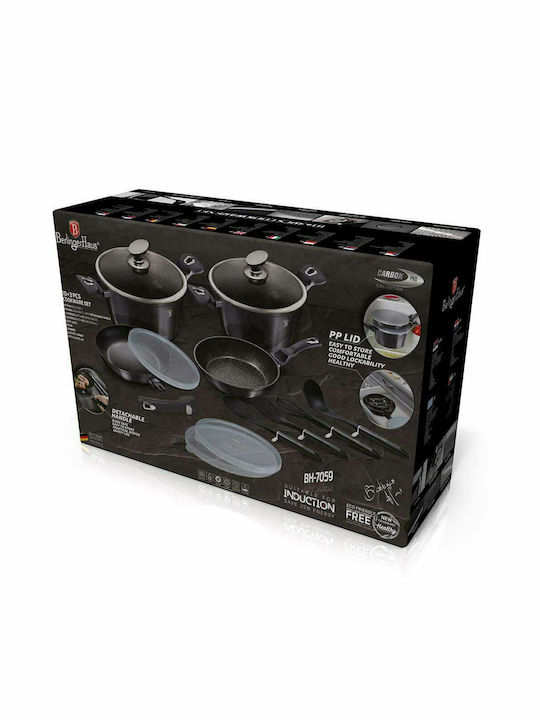 Berlinger Haus Metallic Line Σετ Μαγειρικά Σκεύη από Αλουμίνιο Carbon Pro με Επίστρωση από Πέτρα 4 τεμαχιών