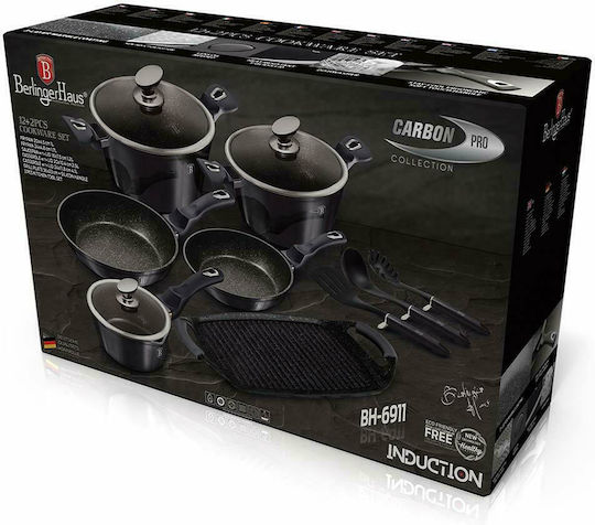 Berlinger Haus Metallic Line Σετ Μαγειρικά Σκεύη από Αλουμίνιο Carbon Pro με Επίστρωση από Πέτρα 6 τεμαχιών