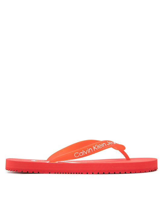 Calvin Klein Monogram Women's Flip Flops Red