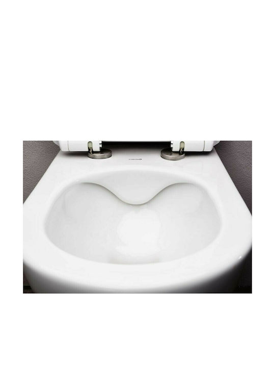 Creavit Free Toaletă montată pe perete Fără margine cu Capac Duroplast Închidere lentă Albă