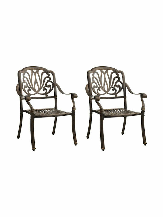 Dining Room Set for Small Outdoor Spaces 3 Pieces Bronze with Umbrella Holder