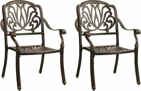 Garten- und Outdoor-Möbelsets für kleinen Raum 3 Stück Bronzefarbe mit Sonnenschirmhalter