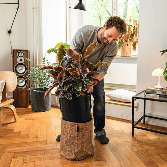 Lechuza Trendcover Cork Self-watering Pot Plastic Light Natural 32x32x33cm.