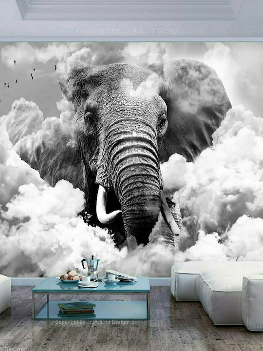 Fototapet de Perete 150x105cm Elephant In Clouds Black White Tesatura Gri