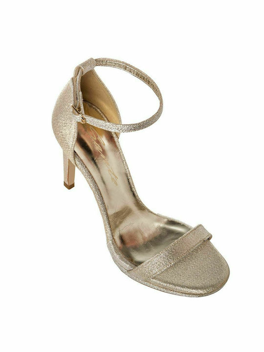 Sante Women's Sandals with Strass Gold with Thin High Heel