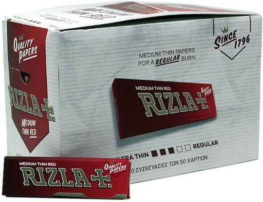 Rizla Medium Thin Red Zigarettenpapiere 50 Blätter 100Stück
